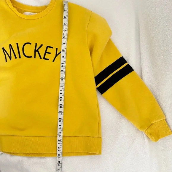 Disney Parks Mickey Sweatshirt Yellow Size Medium Unisex Graphic Embroidery - Picture 7 of 11